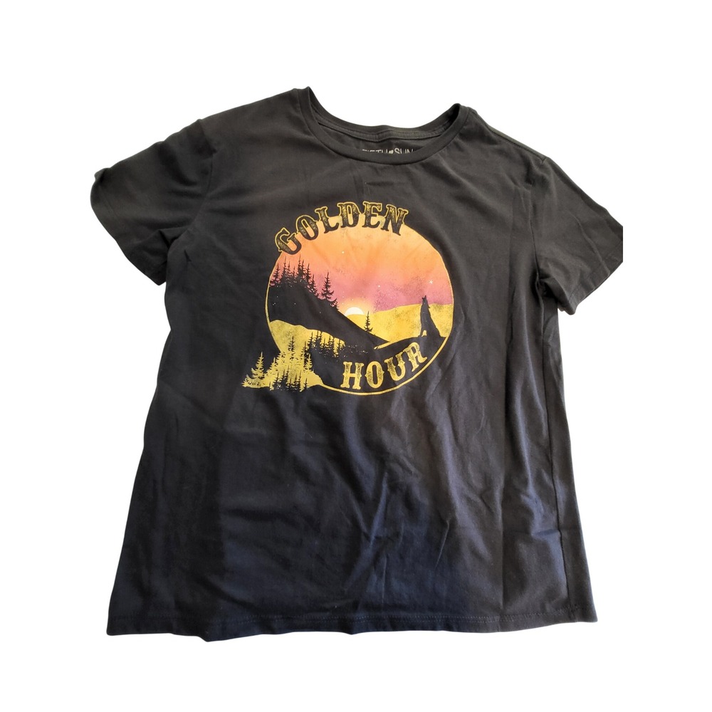 Fifth Sun Golden Hour Wolf Sunset Graphic Tee Charcoal Gray Medium